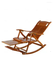 Mobilier de camp chaise à bascule adulte paresseux pause déjeuner pliant bambou inclinable loisirs de plein air avec poignée vieil homme balcon en bois