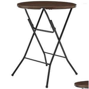 Camp Furniture Round High-Top vouwtafel draagbare koffie dessert spel balkon binnen- of buitentuin sets walnoot dome bureau druppel d dhvuz