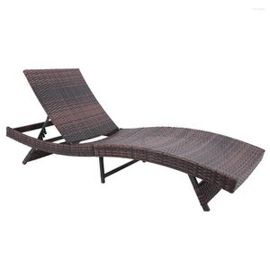 Camp Furniture S Style Patio Chaise Lounge Chair Outdoor Rattan Respaldo ajustable Marrón