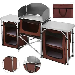 Muebles de campamento S, venta al por mayor, cocina de jardín, mesa plegable portátil de cocina plegable de aluminio y metal para acampar