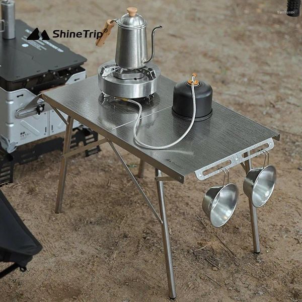 ShineTrip – mobilier de Camping en plein air, Table pliante Portable en acier inoxydable, Barbecue de pique-nique résistant aux hautes températures
