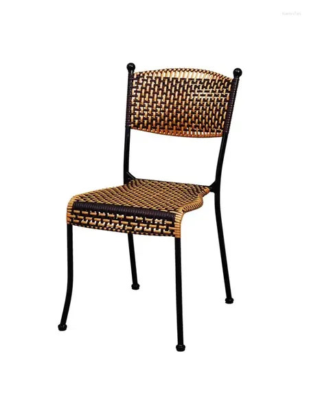 Meubles de camping chaise simple en rotin, maison, balcon extérieur, Table et chaises de Patio, petit dossier décontracté
