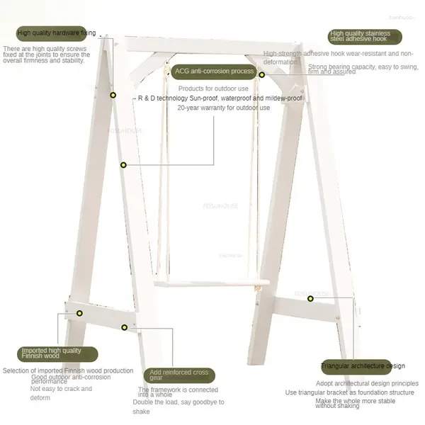 Meubles de camp en bois swings d'extérieur en bois simple balcon jardin patio chaise à bascule moderne cour swing de loisir gl