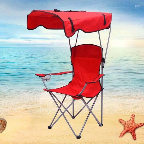 Meubles de camp SmiloDon Camping chaise de plage pliante portable avec parasol touristique ultraléger pique-nique chaises de pêche fournitures de plein air