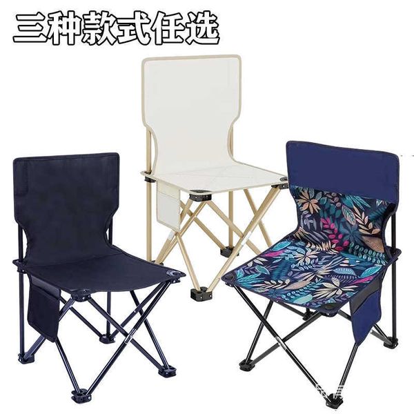 Meubles de camping Chaise pliante extérieure droite Chaise de pêche portable Camping Barbecue Ménage Mazar Chaise de dossier portable multifonctionnelle J230324