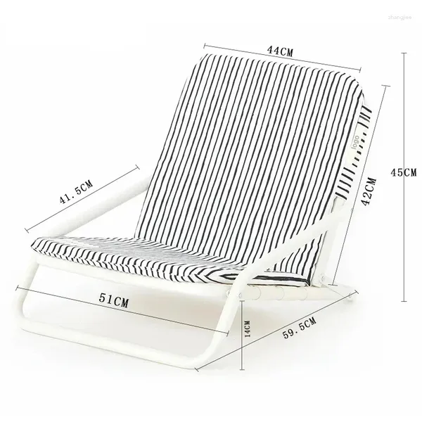 Muebles de campamento Lona a rayas Pequeño sillón reclinable Aleación de aluminio Sillas de playa plegables al aire libre con correas Silla de camping