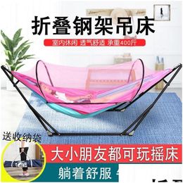 Camp Meubles Hammac Swing Hammock Swing Summer Indoor avec Rocker Rocker Pliage Anti Rollover Drop Livracs Sports O DHCNH