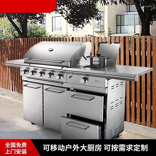 Suministro de muebles para campamento, horno de barbacoa de acero inoxidable, parrilla de barbacoa portátil para exteriores para el hogar, Camping, Picnic, carbón comercial