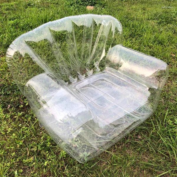 Muebles de campamento engrosados cuarteles al aire libre sofá perezoso silla inflable bricolaje PVC taburete transparente