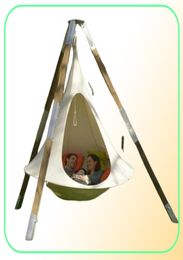 Kampmeubilair UFO-vorm Tipi-boom Hangende schommelstoel voor kinderen Volwassenen Binnen Buiten Hangmat Tent Patio Camping 100 cm 9853479