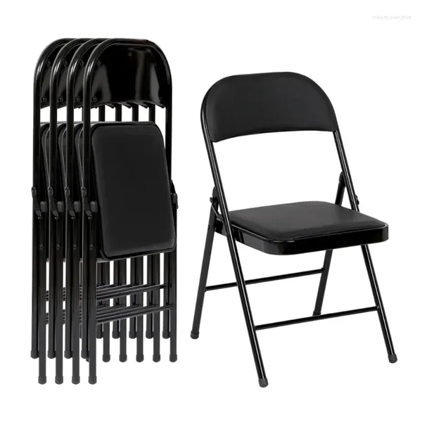 Muebles de campamento Silla plegable acolchada tapizada (paquete de 4) Negro