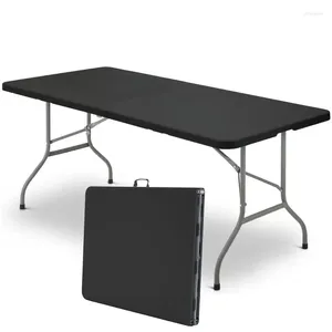 Muebles de campamento Vebreda Mesa plegable de plástico de 6 pies, plegable por la mitad, portátil, negra, 72,00 x 29,00 pulgadas, para exteriores, pequeña