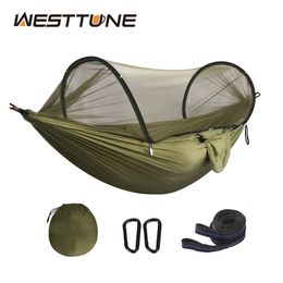 Camp Furniture WESTTUNE Hamac de camping 3 en 1 avec moustiquaire à ouverture rapide automatique en nylon anti-moustique pour l'extérieur 231030