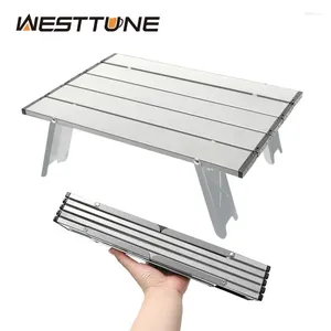 Muebles de campamento Westtune Mini Table de campamento Ultralight Aluminio Aluminio Aluminio Roll-Up Plegable para mochilero Picnic BBQ