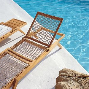 Camp Meubles en gros chaise de plage extérieure en bois de plage en bois de chair de soleil empilable de la piscine en bois salon de rotin en bois