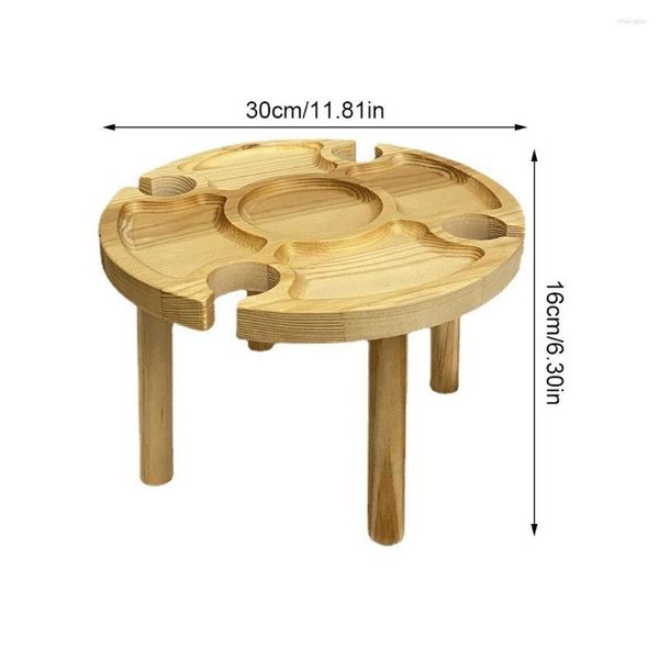 Muebles de campamento, mesa de vino, soporte de vidrio plegable para exteriores, escritorio portátil de madera para Camping, Picnic, 30x16cm