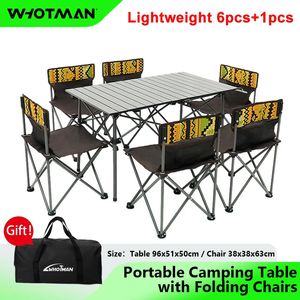 Camp Furniture Wman 73012 Table pliante d'extérieur et chaise de Camping, ensemble de pique-nique portable pour barbecue, étanche, pliable et Durable, bureau 231018
