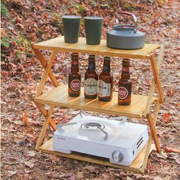 Camp Furniture Wood Camping Tafel Vouwplank 3-4 Laag Lichtgewicht Outdoor Living BBQ Drinkhouder Picnic Wooden