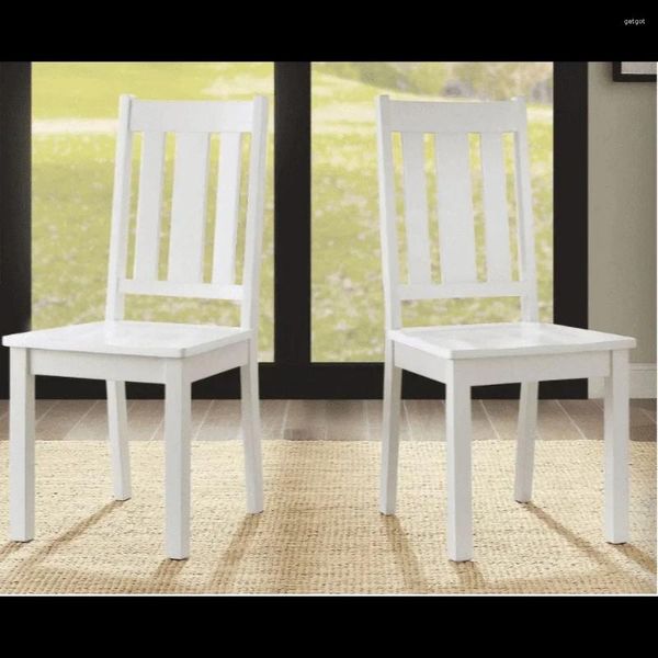 Camp Furniture Lot de 2 chaises de salle à manger en bois Blanc Intérieur