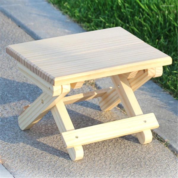 Muebles de campamento Taburete plegable de madera Silla para niños Sólido Portátil Hogar Pesca de madera Pequeño Banco Cuadrado