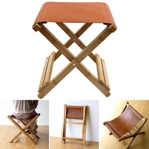 Chaises pliantes en cuir en bois de meubles de Camp tabouret robuste Mazar chaise de pêche pliable pour la chasse à la randonnée