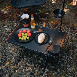 Muebles de campamento WOOKOO Misty Mesa para acampar al aire libre Plegable Picnic portátil Montado Placa de acero Barbacoa