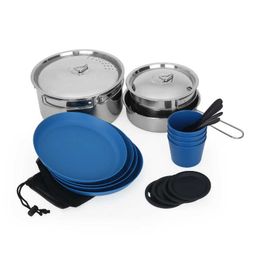 Camp Kitchen Kit de mess 22 pièces et ensemble de casseroles avec sac de transport en filet P230506