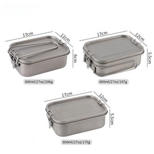 Camp Kitchen 800ml 1200ml Healthy Alloy Portable Bento Dinner Box Leak Proof Lunch Rectangle Food Storage Containers Box 230701