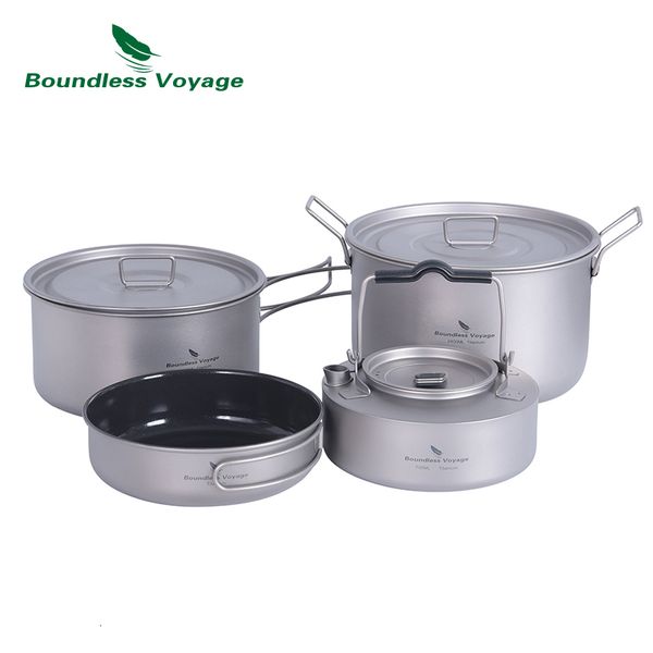 Camp Kitchen Boundless Voyage ing Ustensiles de cuisine Mess Kit Poêle à frire portable et casseroles avec grille à vapeur pour pique-nique en plein air 230425