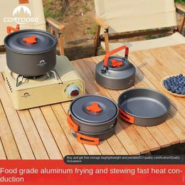 Cuisine de Camping, ensemble de cuisinière à gaz Portable d'extérieur, Pot suspendu, pique-nique, ustensiles de cuisine, vaisselle YQ240123