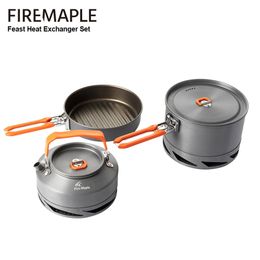 Camp Kitchen Fire Maple Camping Batterie de Cuisine Randonnée FEAST Échangeur de Chaleur Pot en Aluminium Pots Pliables en Plein air Voyage Tourisme Vaisselle Plats 231025