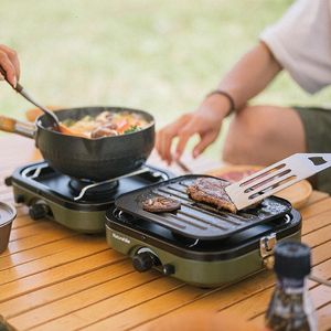 Kampkeuken Opvouwbare dubbele gasoven Buiten draagbaar kookgerei Campingkooktoestel 230110