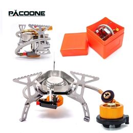 Camp Kitchen Pacoone Tourist Camping Windbestendige gasfornuis Outdoor Strong Fire Verwarming Portable Vouwen Ultralight Picnic Cooker 221109