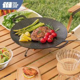 Cocina de campamento TANXIANZHE, parrilla para acampar al aire libre, plato coreano para barbacoa, plato para barbacoa, carne, olla, plato para barbacoa, plato para freír de piedra 230210