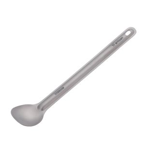 Camp Kitchen Titanium Lange handgreep Lepel met gepolijste kom Outdoor Portable Lepel Camping Wandelpicknick picknicklier tafelbeoordeling