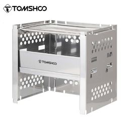 Camp Kitchen Tomshoo Outdoor Camping Wood Kachel W Barbecue Grill draagbare brandende W BBQ Firewood Bracket voor picknick 230726