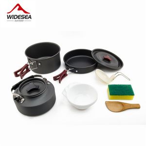 Camp Kitchen Wideea Camping kookgerei Set Outdoor Pot Toolware Kit Kookwater Kettel Pan Travel Bestuursmiddelen Gereedschappen Wandelpicknickapparatuur 230307