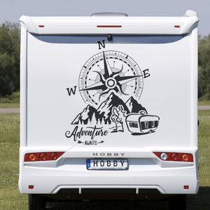 Camper Rv Berg Kompas Muurtattoo Camper Adventure Time Camping Jeep Auto Vrachtwagen Muursticker Vinyl Decor