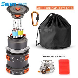 Camping Cookware Kit de mess en extérieur 24 pièces Sac à dos | Trailblazing Ajouter sur | Compact | Léger | Durable avec des pots de chef, des bols