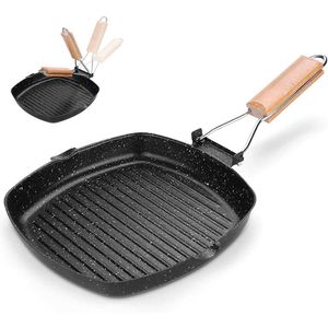 Ustensiles de cuisine de camping poêle à frire poêle à griller antiadhésive durable avec poignée pliante équipement de cuisine de pique-nique de randonnée en plein air portable