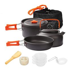 Kit d'ustensiles de cuisine de Camping, ensemble de cuisine en plein air, équipement en aluminium, vaisselle de voyage, cuisine randonnée pique-nique barbecue 240223