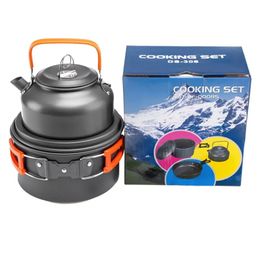 Batterie de cuisine de Camping en aluminium antiadhésive, vaisselle d'extérieur Portable, bouilloire, casserole, bol pour randonnée barbecue pique-nique 240116