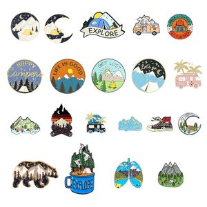 Camping Emaille Brosche Pins Set Ästhetische Niedliche Revers Abzeichen Coole Pins für Rucksäcke Hut Tasche Kragen Diy Mode Schmuck Zubehör