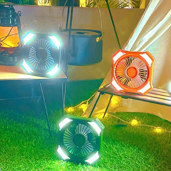 Ventilateur de camping Light 10000mAh LED portable à double moteur à double moteur à double moteur avec suspension 240422