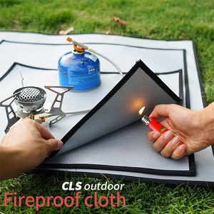 Camping Ignifuge Grill Mat Tissu Ignifuge Isolation Thermique Pad Fire Pit Braise Couverture pour Pique-Nique En Plein Air Barbecue 220216