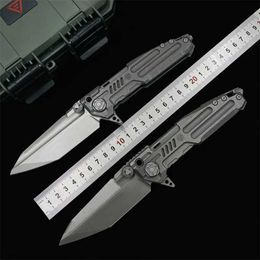 Camping Hunting Knives District 9-Marauder Pliage Couteau M390 Titanium Blade Handle Aluminium Couteau tactique Camping Cuisine Pêche à la pêche 240312