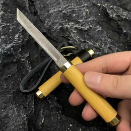 Camping Hunting Knives EDC Damasco Pocket para hombres caminando al aire libre Mini cortador de frutas Pequeño cuchillo de cuchilla fija con herramienta de defensa personal 240312