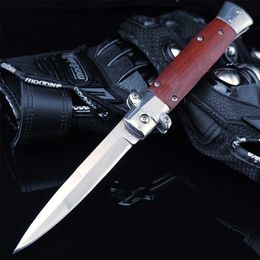 Camping Hunting Knives Italiaanse klassieker AKC Style Au. To Assisted Pocket Folding Knife 440C Blade Houthandgreep Outdoor EDC Camping Hunting Tactical Tools P230506
