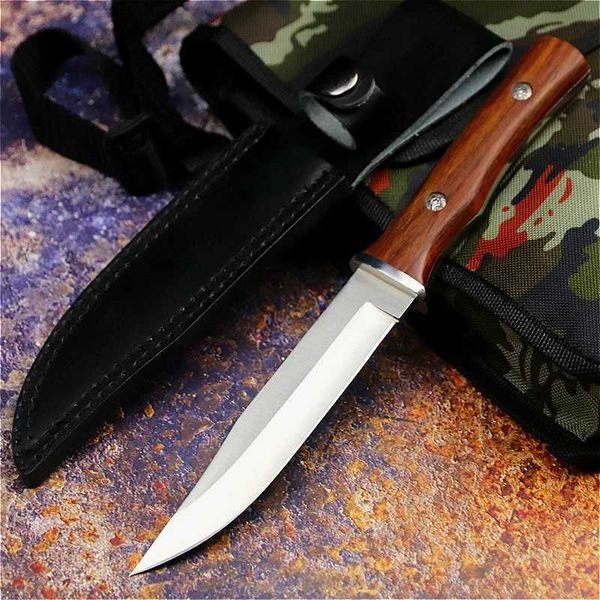 Cuchillos de caza para acampar Cuchillo japonés para exteriores Cuchillo de pesca recto Cuchillo de caza en la jungla Cuchillo afilado para exteriores Máquina cortadora de huesos de corte táctico 240315