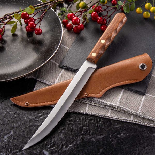 Cuchillos de caza para acampar Sashimi, cuchillos de cocina para Chef, fruta, salmón, cuchillos para sushi, filete de pescado crudo de acero inoxidable, cuchillo de cocina P230506